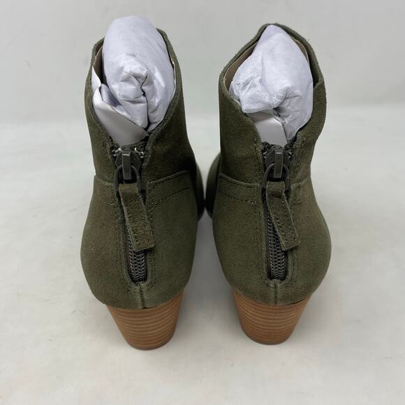 Violet & Red Cupid Suede Ankle Booties Womens Olive Size 8 - Picture 5 of 8